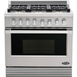 DCS 36" Pro-Style Gas Range with 6 Dual Flow Sealed Burners, Natural Gas, Stainless Steel