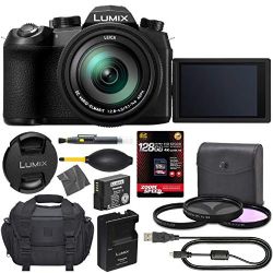 Panasonic Lumix DC-FZ1000 II Digital Camera: (Black) (DC-FZ1000M2) + 128GB AOM 4K Pro Kit: International Version (1 Year AOM Warranty)