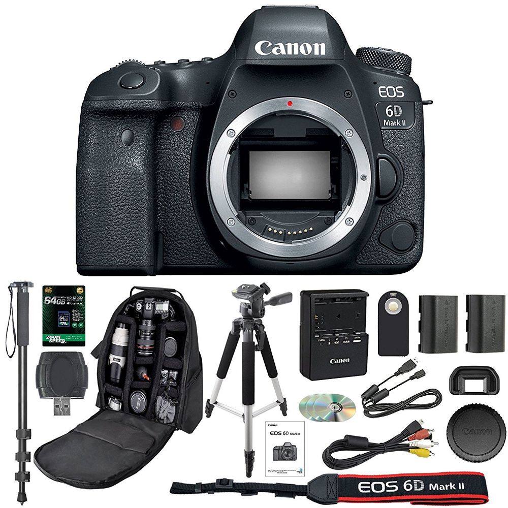 Canon EOS 6D Mark II Digital SLR Camera With Wifi Body Only Deluxe