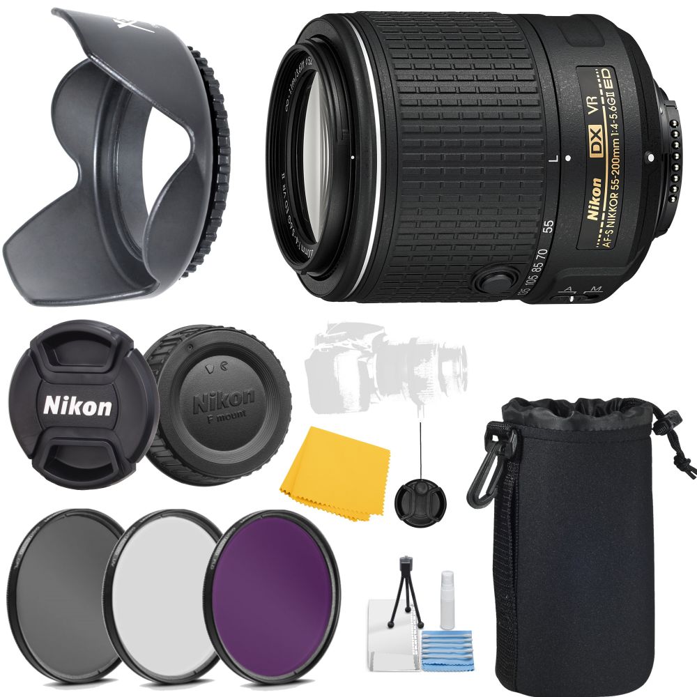 Nikon AF-S DX NIKKOR 55-200mm f/4-5.6G VR II Lens +MORE NK5520045IIAB