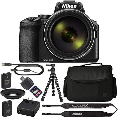 Nikon COOLPIX P950 Digital Camera: with 83x Optical Zoom, 4K and Built-in Wi-Fi (Black) 128GB SDXC Card + Batteries + Case + Flexible Tripod + Pro Bundle