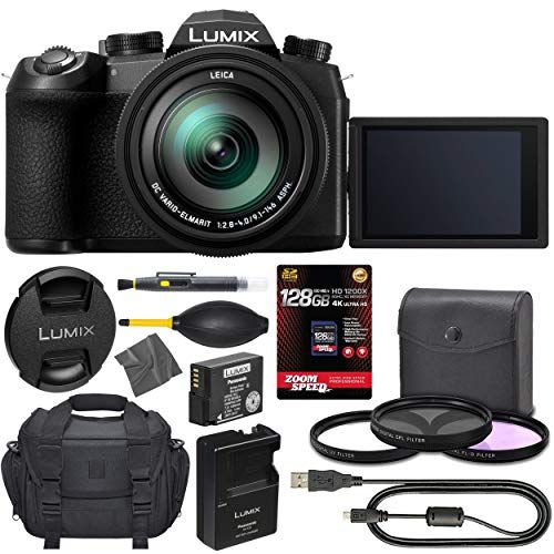 Panasonic Lumix DC-FZ1000 II Digital Camera: (Black) + 128GB AOM 4K Pro Kit: International Version (1 Year AOM