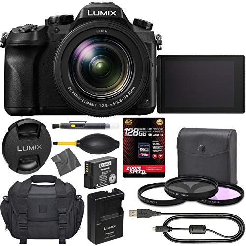 naaien Facet dreigen Panasonic Lumix DMC-FZ2500 Digital Camera: (Black) + 128GB AOM 4K Pro Kit:  International Version (1 Year AOM Warranty)