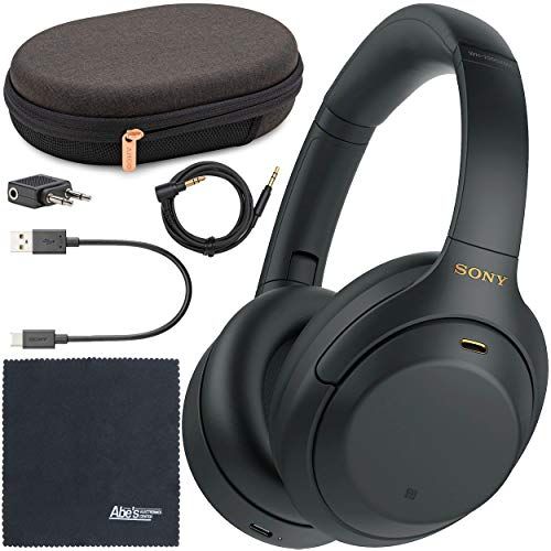 Sony WH-1000XM4 Wireless Noise-Canceling Over-Ear Headphones WH1000XM4/B  (Black) + AOM Starter Bundle: International Version