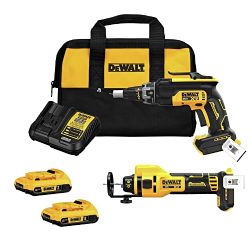 DEWALT 20V MAX* XR Brushless Drywall Screwgun and Cut-Out Tool Combo Kit (2.0Ah) (DCK265D2)