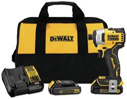 DEWALT ATOMIC 20V MAX* Impact Driver, Cordless, Compact Kit, 2 Batteries, 1/4-inch (DCF809C2)