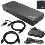 Lenovo ThinkPad Hybrid USB-C with USB-A Dock US (40AF0135US) with USB Type-A Adapter + ZoomSpeed HDMI Cable (with Ethernet) + AOM Starter Bundle